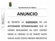 El Ayuntamiento de Tábara suspende las actividades extraescolares