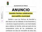 Tábara cambia las fechas de celebración del mercadillo municipal en Navidad