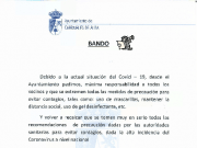 Carbajales de Alba insta a pide vecinos máxima responsabilidad a la hora de acatar las normas de sanidad frente al coronavirus.