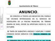 SERVICIO DE HOSTELERÍA DE LA PISCINA MUNICIPAL DE TÁBARA