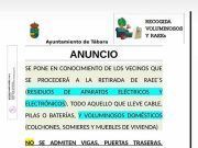 Retirada de aparatos eléctricos y elemento voluminosos domésticos en Tábara