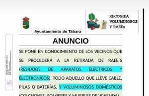 Retirada de aparatos eléctricos y elemento voluminosos domésticos en Tábara