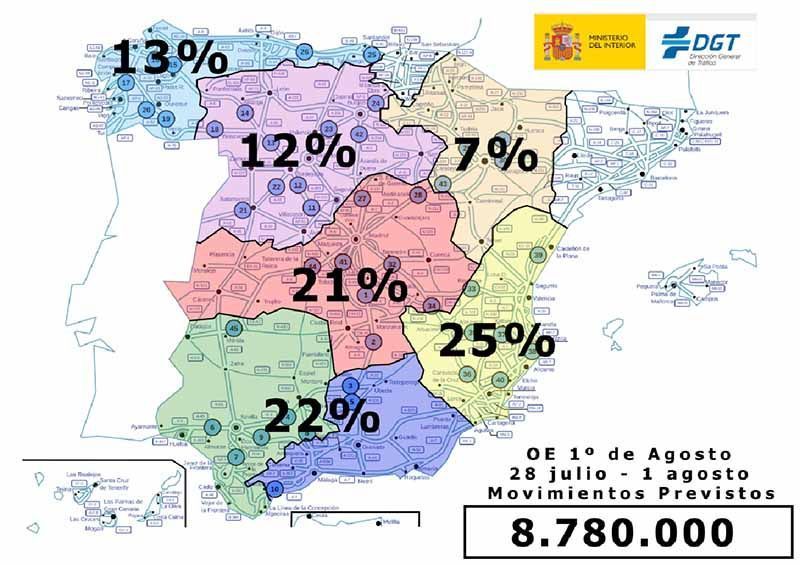 Dispositivo especial de tráfico en el arranque del mes con más movimientos del verano 2