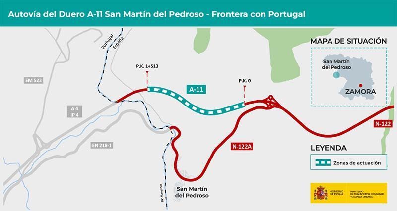 Mitma licita por 8,23 millones de euros la construcción del tramo San Martín del Pedroso – Frontera Portuguesa de la autovía A-11 2