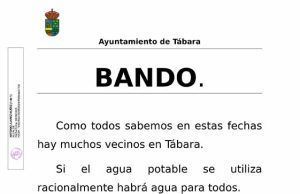 Tábara hace un llamamiento urgente a la responsabilidad en el uso del agua potable