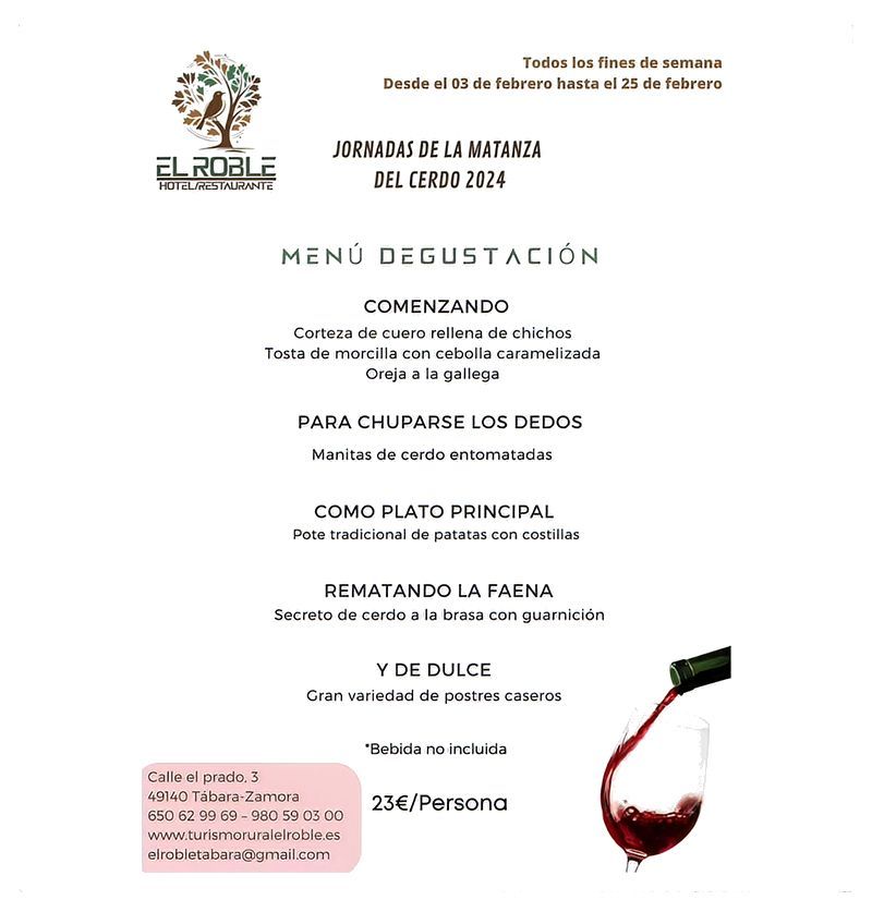 El Hotel Restaurante El Roble Inicia las Jornadas de la Matanza del cerdo 2024 con un Festín Gastronómico 1