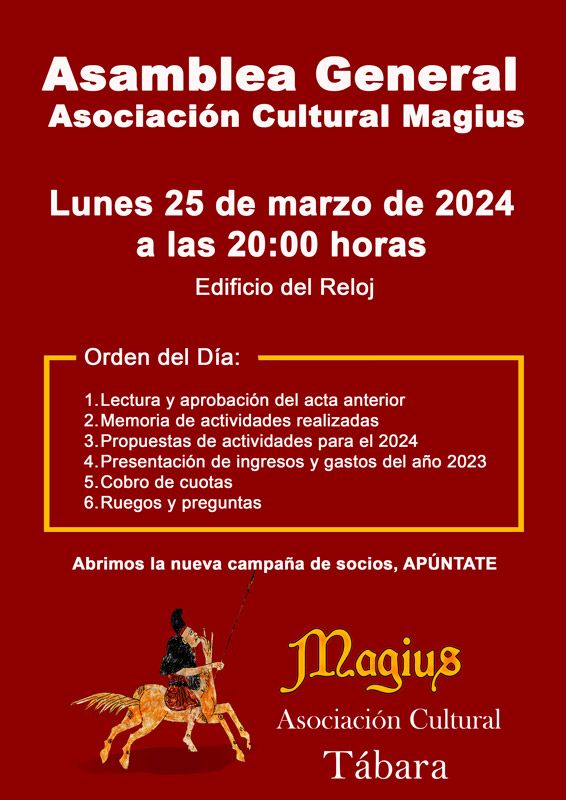 Convocatoria a la Asamblea General de la Asociación Cultural Magius: Un Encuentro Clave para el Futuro Cultural de Tábara 1