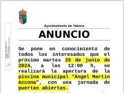 Comienza la temporada de las Piscinas de Tábara “Ángel Martín Azcona” con una Jornada de Puertas Abiertas