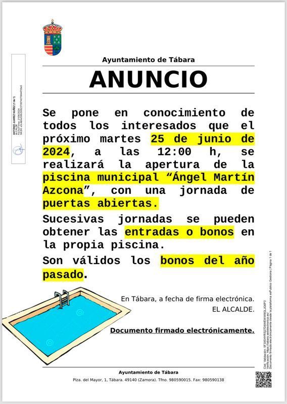 Comienza la temporada de las Piscinas de Tábara "Ángel Martín Azcona" con una Jornada de Puertas Abiertas 1