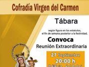 La Cofradía de la Virgen del Carmen de Tábara Convoca Reunión Extraordinaria para el 21 de Septiembre.