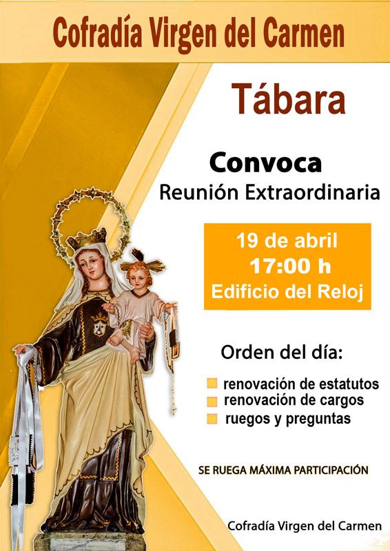 La Cofradía de la Virgen del Carmen de Tábara convoca una reunión extraordinaria este 19 de abril 1