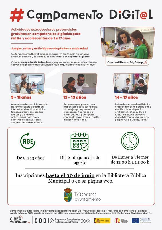 Tábara apuesta por el futuro: Campamento Digital gratuito para niños y jóvenes del 21 de julio al 1 de agosto 1