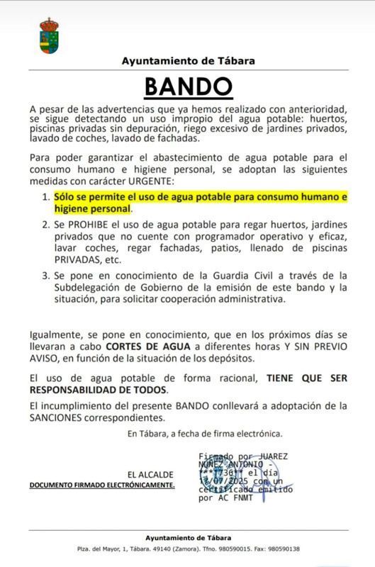 El Ayuntamiento adopta medidas urgentes para frenar el uso indebido del agua potable 1