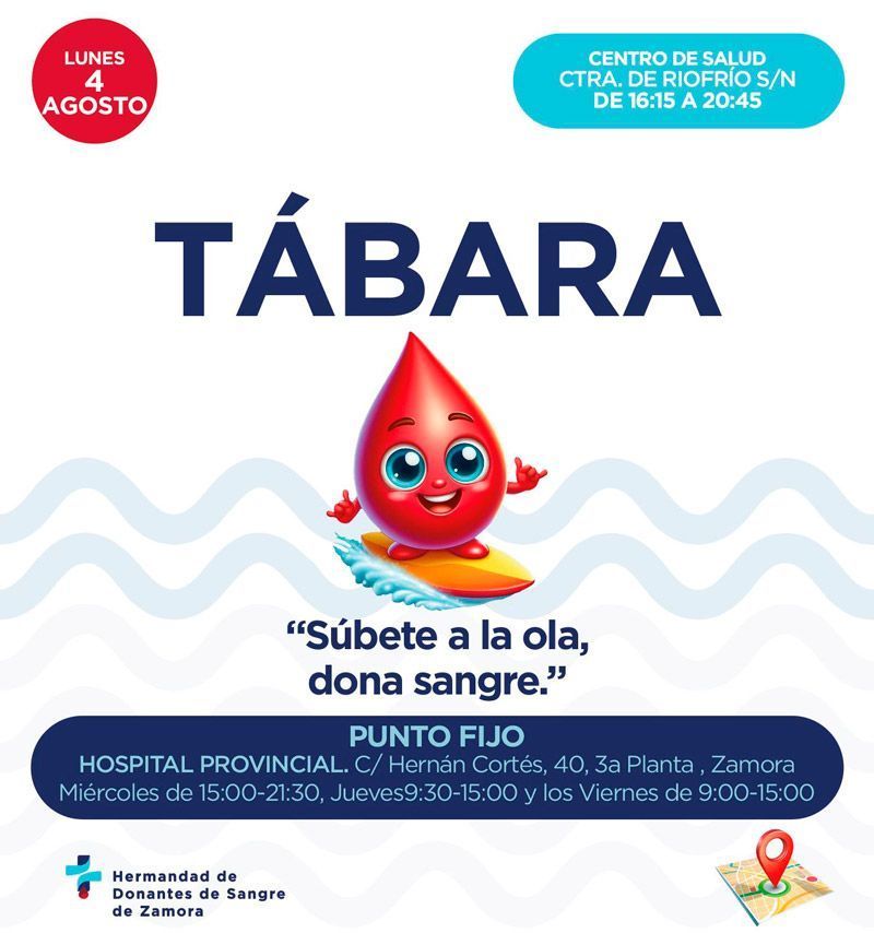 Salvar vidas está en tus venas: la Hermandad de Donantes de Sangre de Zamora te espera el 4 de agosto en Tábara 1