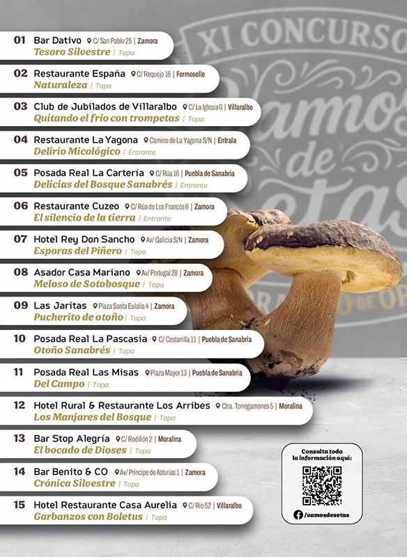 La Diputación impulsa una nueva edición del Concurso “Vamos de Setas – Zamoranito de Oro” con 15 tapas micológicas por toda la provincia 1