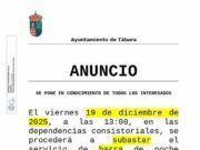 El Ayuntamiento de Tábara subasta el servicio de barra para la Nochevieja en el Auditorio