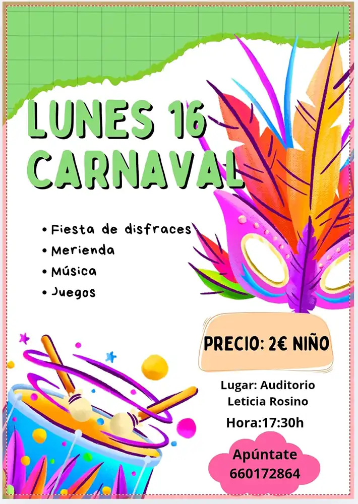 Tábara celebrará el “Lunes de Carnaval” con una fiesta infantil en el Auditorio Leticia Rosino