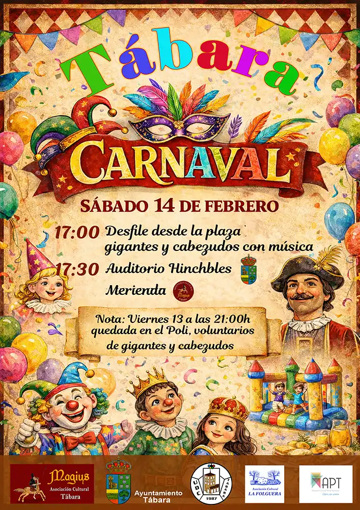 Tábara celebrará el día grande del Carnaval el 14 de febrero con desfile, música y actividades para toda la familia 1 Tábara celebrará el día grande del Carnaval el 14 de febrero con desfile, música y actividades para toda la familia