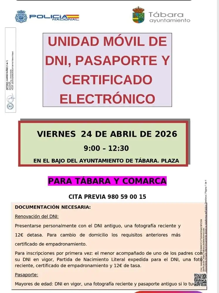 La Unidad Móvil de DNI y Pasaporte visitará Tábara este viernes 24 de abril 1 La Unidad Móvil de DNI y Pasaporte visitará Tábara este viernes 24 de abril