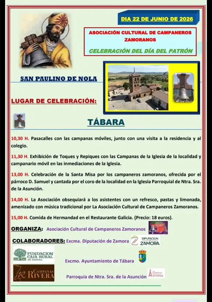 Tábara celebra el Día del Patrón con la Asociación de Campaneros Zamoranos: tradición, música y convivencia