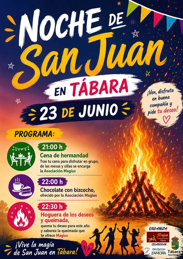 Tábara se prepara para vivir la mágica Noche de San Juan con su tradicional hoguera y queimada
La Asociación Cultural Magius invita a vecinos y visitantes a compartir una velada de convivencia, deseos y tradición el próximo 23 de junio frente al Auditorio Leticia Rosino
Tábara volverá a encender la magia de una de sus tradiciones más queridas el próximo 23 de junio, cuando vecinos y visitantes se reúnan para celebrar la tradicional Hoguera de San Juan, una noche cargada de simbolismo, convivencia y buenos deseos que cada año reúne a decenas de personas en torno al fuego.
La celebración tendrá lugar frente al Auditorio Leticia Rosino y estará organizada por la Asociación Cultural Magius, con la colaboración de la Diputación de Zamora y el Ayuntamiento de Tábara.
Una cena para compartir en comunidad
La programación arrancará a las 21:00 horas con una cena vecinal al aire libre, una cita ya consolidada dentro de esta celebración y que busca fomentar la convivencia entre los asistentes.
Como es tradición, cada participante deberá llevar su propia cena para disfrutarla en grupo, mientras que la Asociación Cultural Magius pondrá el broche dulce a la velada ofreciendo chocolate con bizcochos para todos los asistentes.
La iniciativa pretende crear un ambiente familiar y participativo en el que vecinos de todas las edades puedan compartir mesa, conversación y una de las noches más especiales del calendario.
La hoguera de los deseos
El momento más esperado llegará con el encendido de la Hoguera de San Juan, uno de los rituales más emblemáticos vinculados a esta festividad ancestral.
Siguiendo la tradición, quienes lo deseen podrán escribir sus deseos, sueños o propósitos y arrojarlos a las llamas, simbolizando la despedida de todo aquello que se quiere dejar atrás y la bienvenida a nuevas oportunidades e ilusiones.
El fuego volverá a convertirse así en protagonista de una ceremonia cargada de significado que hunde sus raíces en antiguas costumbres populares asociadas a la renovación, la esperanza y la llegada del verano.
Queimada y conxuros para cerrar la noche
La celebración concluirá con otro de los momentos más esperados: la degustación de la tradicional queimada, acompañada de sus característicos conxuros y del ambiente festivo que cada año envuelve esta cita.
La combinación del fuego, la música de las conversaciones entre amigos y familiares y el carácter mágico de la noche convierte esta celebración en una experiencia única para quienes participan en ella.
Una tradición que sigue viva
Con esta iniciativa, la Asociación Cultural Magius vuelve a apostar por mantener vivas las tradiciones populares de Tábara, fortaleciendo el tejido social y ofreciendo actividades que reúnen a vecinos y visitantes en torno a las costumbres que forman parte de la identidad local.
La Hoguera de San Juan se ha consolidado como una de las citas más entrañables del inicio del verano en la localidad, transformando una antigua tradición en una noche de encuentro, ilusión y convivencia.
Porque cada año, cuando las llamas iluminan el cielo de Tábara, la magia de San Juan vuelve a hacerse presente.

