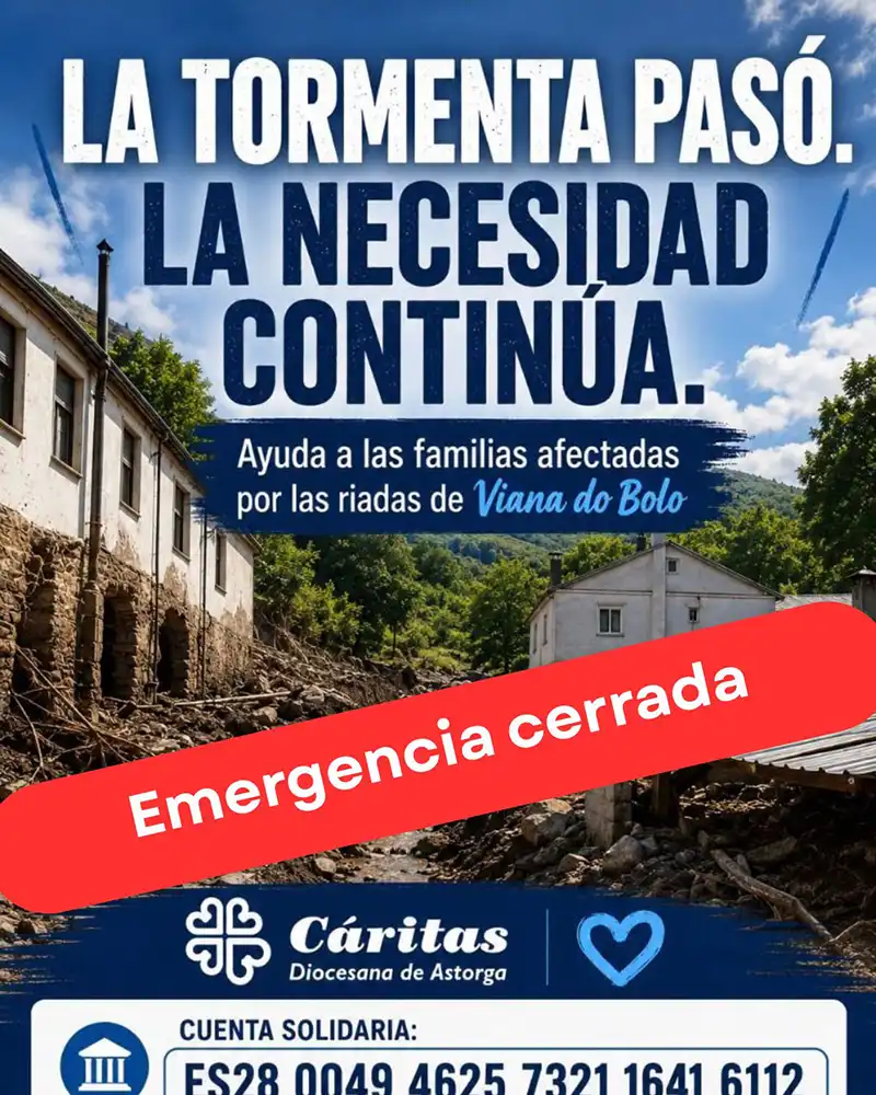 Cáritas Astorga recauda 1.105 euros para ayudar a las familias afectadas por las tormentas en Viana do Bolo 1 Cáritas Astorga recauda 1.105 euros para ayudar a las familias afectadas por las tormentas en Viana do Bolo