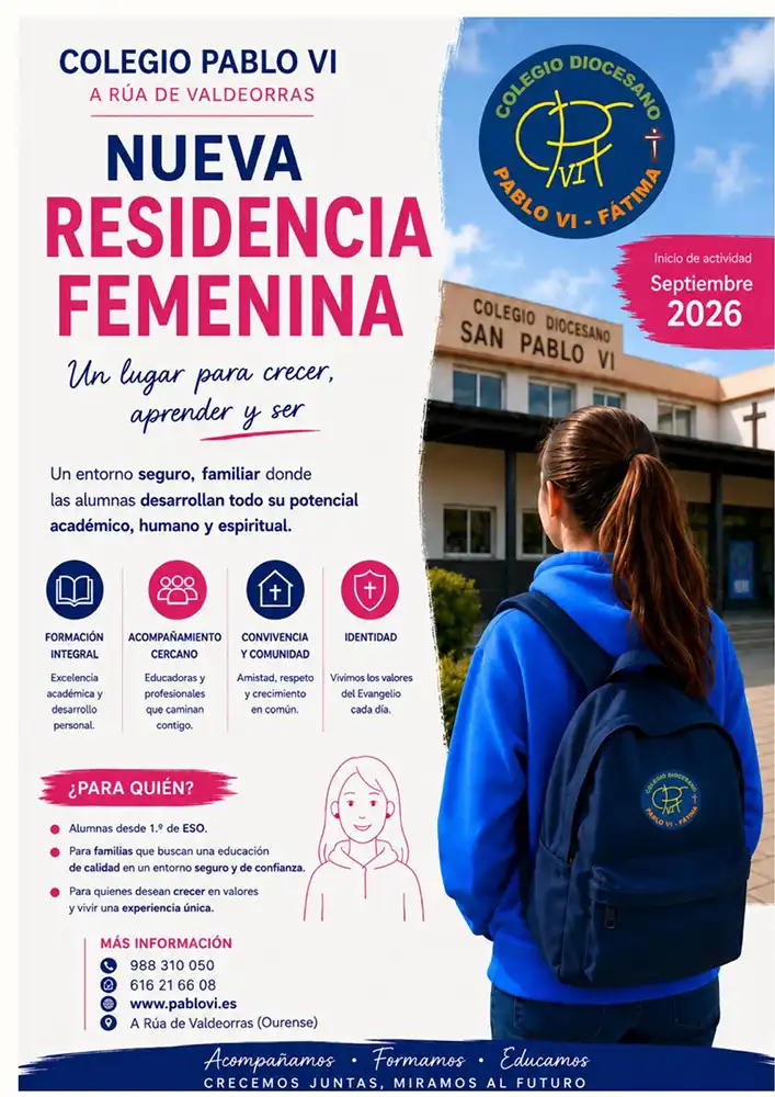 El Colegio Pablo VI de A Rúa impulsa una nueva residencia femenina para ofrecer una formación integral a partir del curso 2026-2027