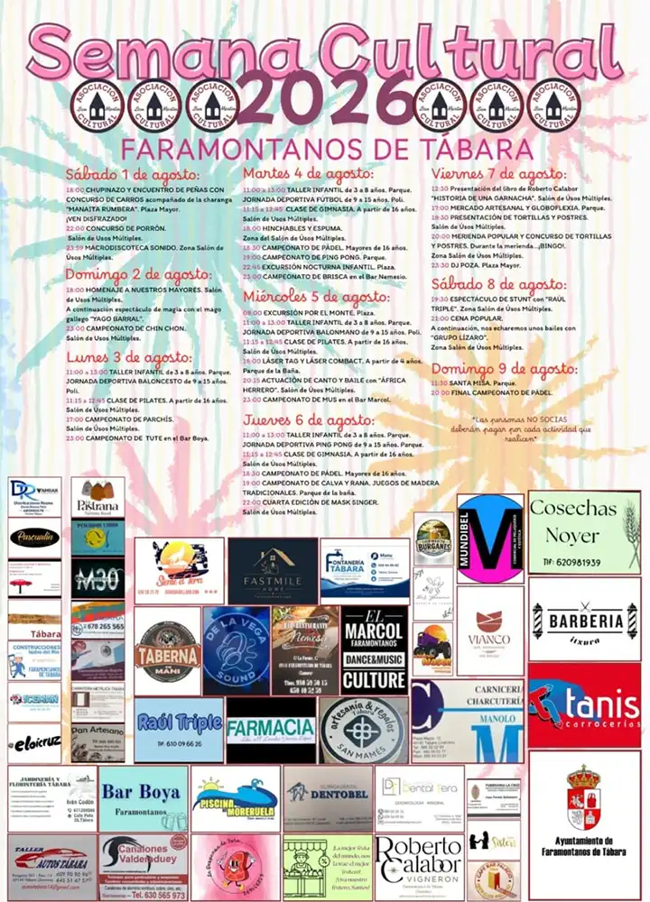 Faramontanos de Tábara se prepara para vivir su Semana Cultural 2026 con nueve días repletos de actividades para todas las edades