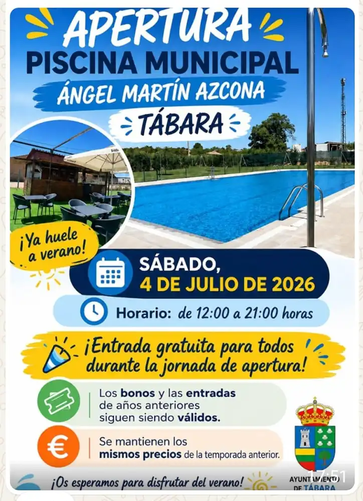 La piscina municipal Ángel Martín Azcona de Tábara abre sus puertas este sábado con entrada gratuita