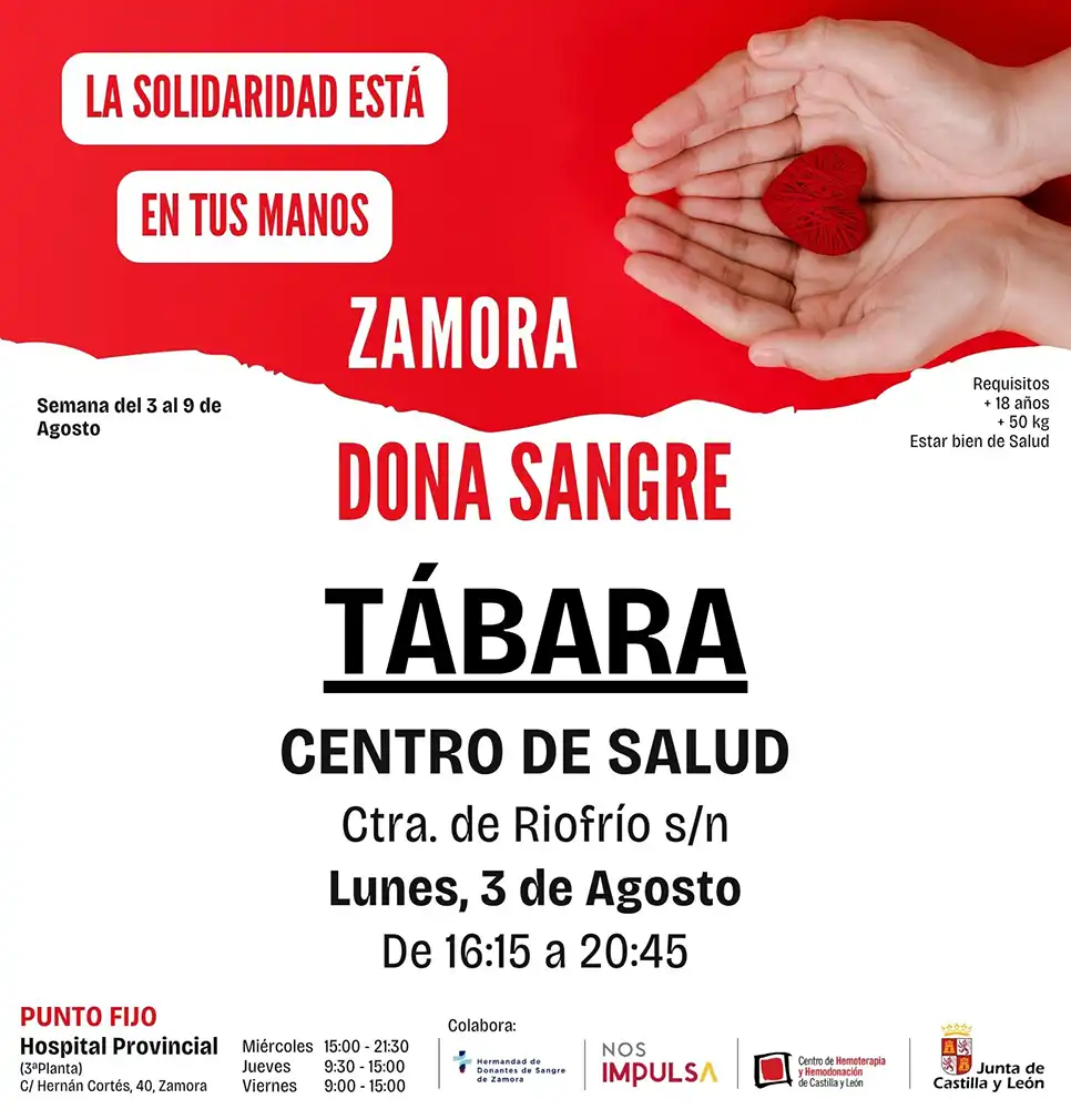 Tábara acogerá una nueva campaña de donación de sangre el próximo 3 de agosto
