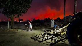 El incendio de Hermisende entra en fase de estabilización con casi una decena de medios estatales desplegados