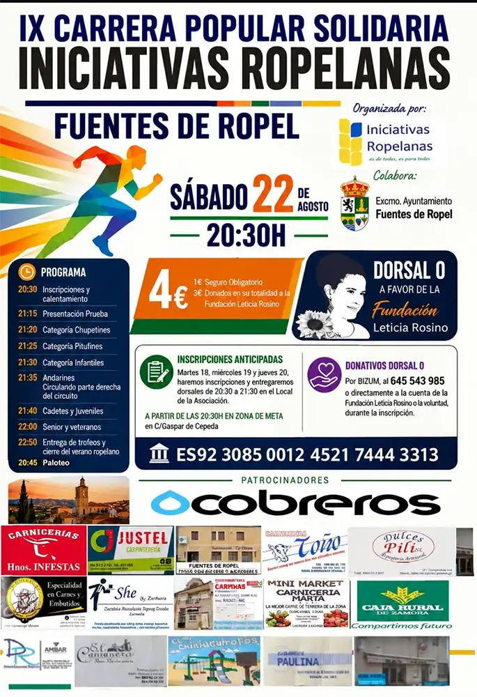 Fuentes de Ropel vuelve a correr por una causa solidaria con la IX Carrera Popular Solidaria de Iniciativas Ropelanas 1 Fuentes de Ropel vuelve a correr por una causa solidaria con la IX Carrera Popular Solidaria de Iniciativas Ropelanas