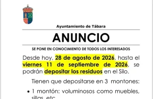 Tábara habilita hasta el 11 de septiembre el Silo para depositar residuos voluminosos, colchones y aparatos eléctricos