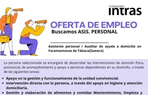 Fundación INTRAS busca un asistente personal para trabajar en Faramontanos de Tábara