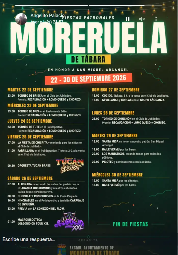 Moreruela de Tábara celebra San Miguel con nueve días de fiestas, música y tradición 1 Moreruela de Tábara celebra San Miguel con nueve días de fiestas, música y tradición