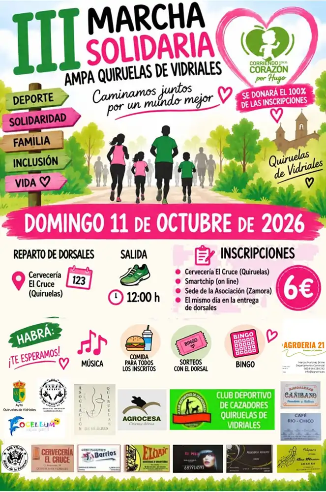 Quiruelas de Vidriales caminará por Hugo en la III Marcha Solidaria del AMPA 1 Quiruelas de Vidriales caminará por Hugo en la III Marcha Solidaria del AMPA