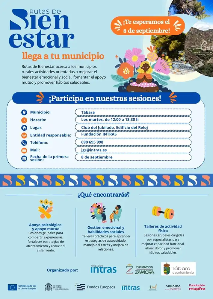 Tábara pone en marcha las «Rutas de Bienestar» para cuidar la salud emocional, fomentar el apoyo mutuo y mantenerse activo 1 Tábara pone en marcha las «Rutas de Bienestar» para cuidar la salud emocional, fomentar el apoyo mutuo y mantenerse activo