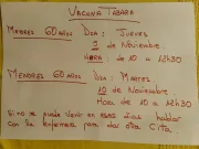 El Centro de Salud de Tábara anuncia las fechas de vacunación para noviembre de 2026