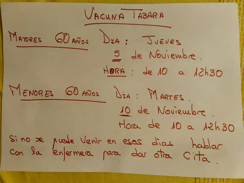 El Centro de Salud de Tábara anuncia las fechas de vacunación para noviembre de 2026 1 El Centro de Salud de Tábara anuncia las fechas de vacunación para noviembre de 2026