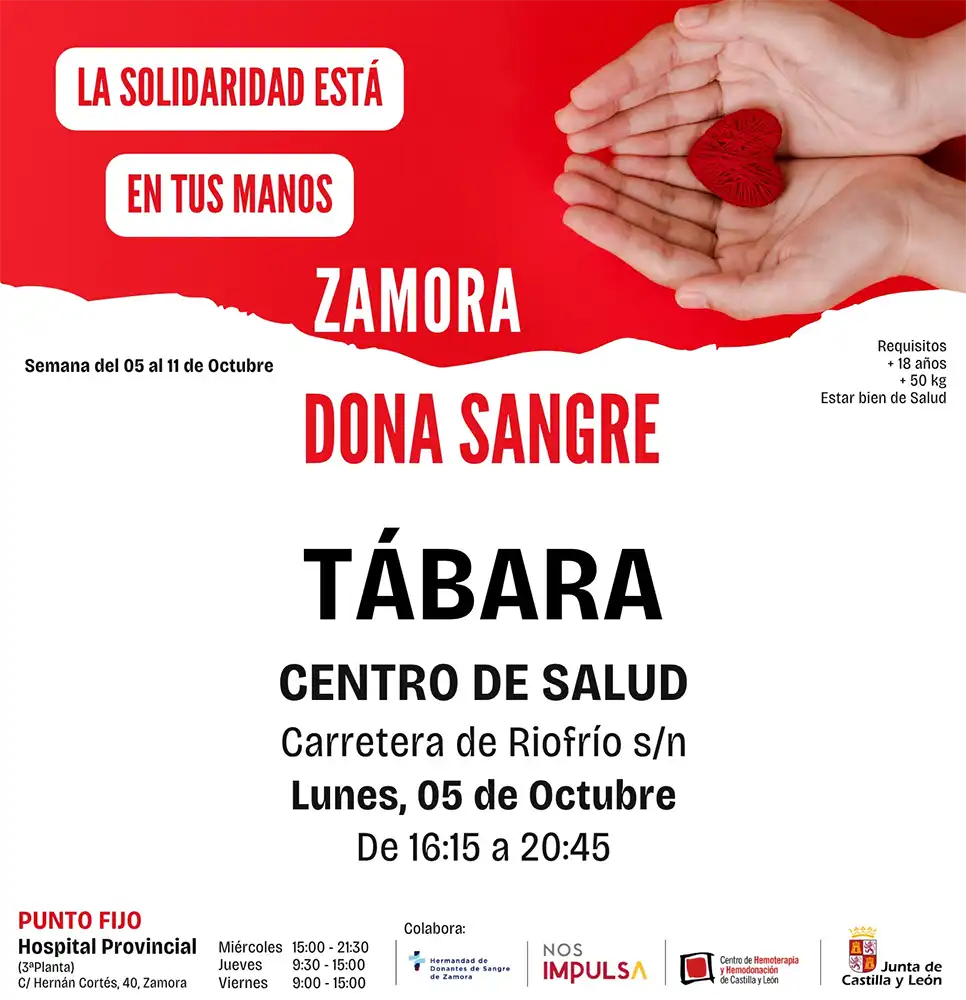 La solidaridad está en tus manos: Tábara acoge una nueva jornada de donación de sangre 1 La solidaridad está en tus manos: Tábara acoge una nueva jornada de donación de sangre