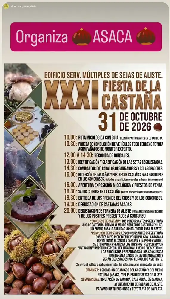 Sejas de Aliste celebra el 31 de octubre su XXXI Fiesta de la Castaña con gastronomía, deporte y tradición 1 Sejas de Aliste celebra el 31 de octubre su XXXI Fiesta de la Castaña con gastronomía, deporte y tradición